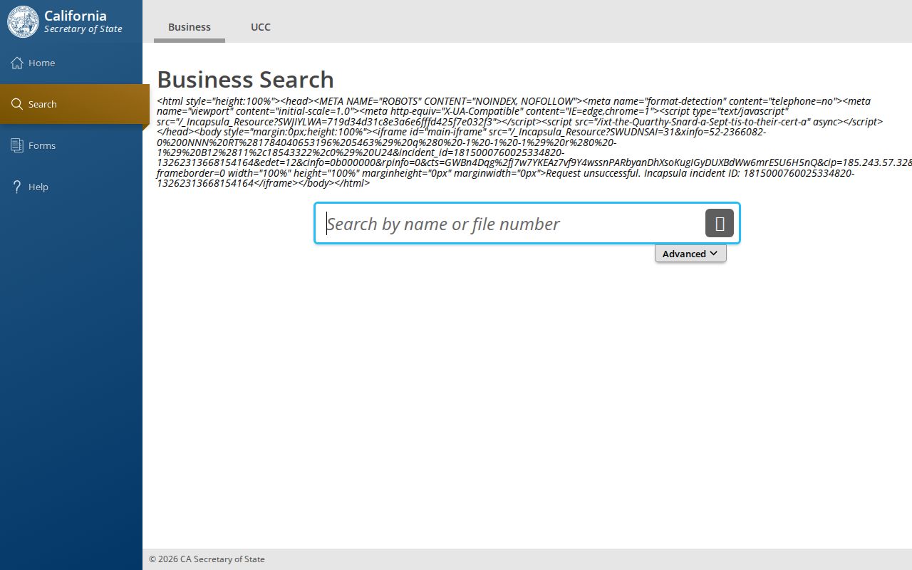 Cathedral City people search California Secretary of State bizfile business records