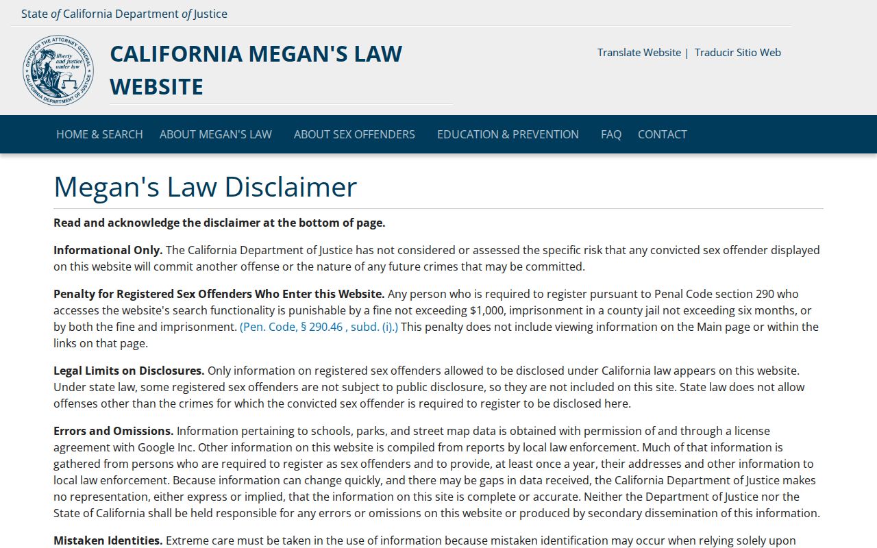 Cathedral City public records California Megan's Law registry search