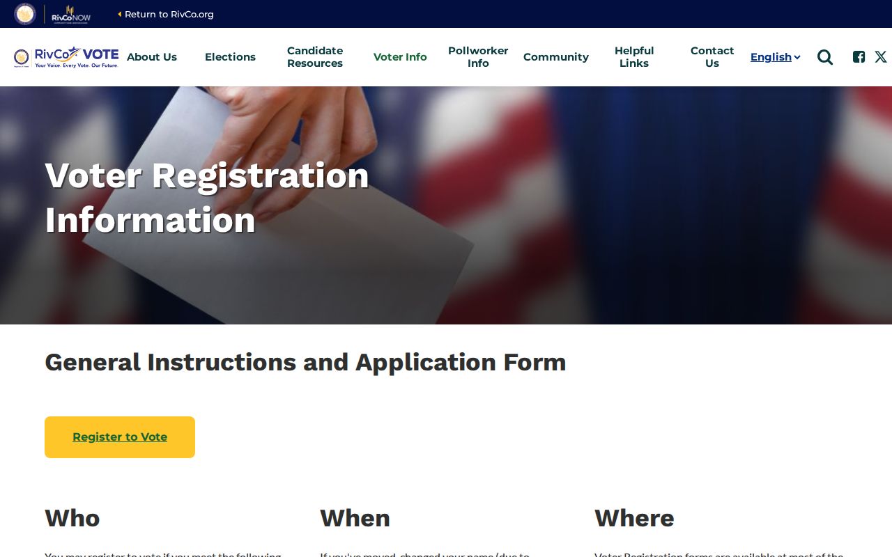 Cathedral City voter registration records Riverside Registrar voter information page